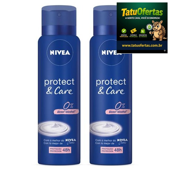 🟣 Pack Desodorante Antitranspirante Aerossol 48h Nivea Protect & Care 2 Unidades 150ml | Magazine L