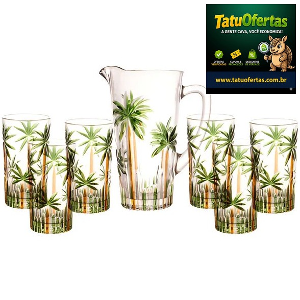🟡 Conjunto Jarra Com 6 Copos Cristal Palm Tree Handpaint Wolff | Mercado Livre
🛒 GARANTA JÁ
🔗
❌ R