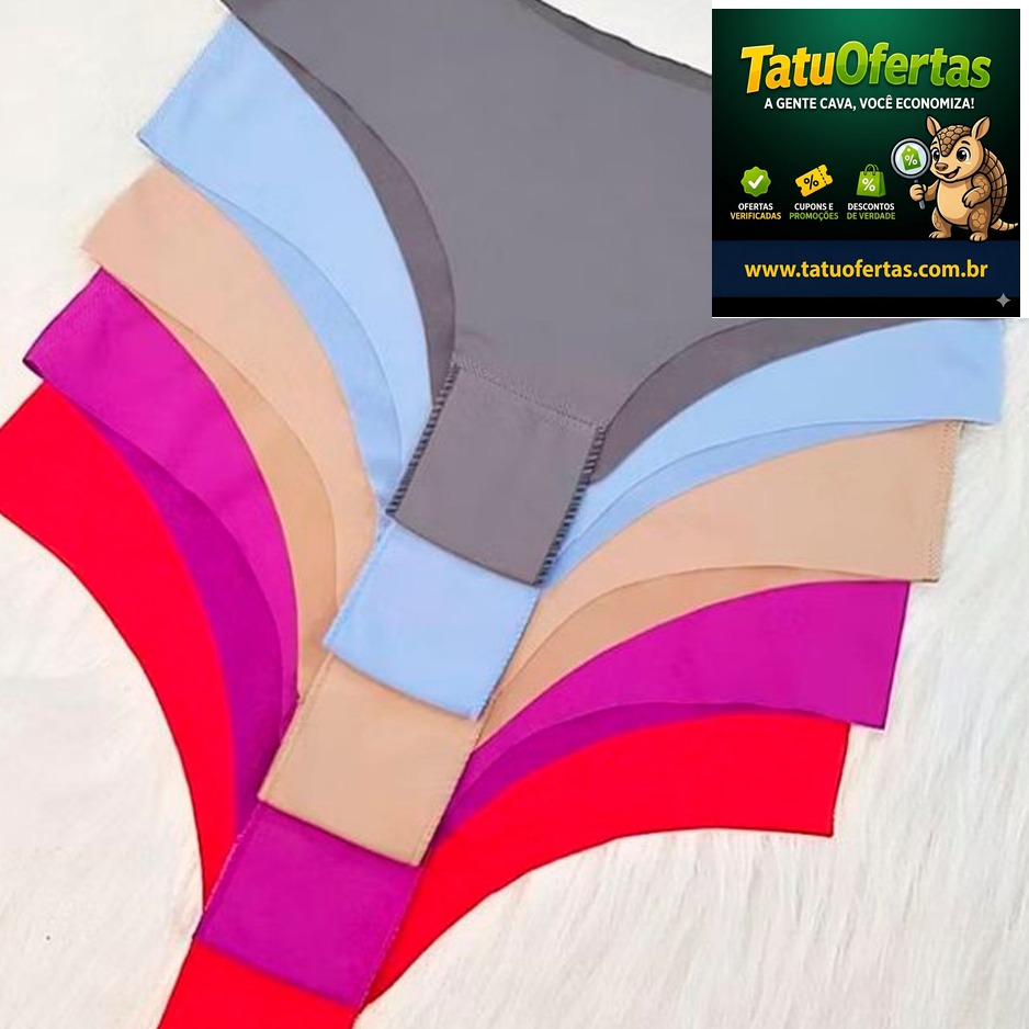 🟠 KIT 7 ou 10 Calcinhas Sem Costura Tanga Laser Invisível N
