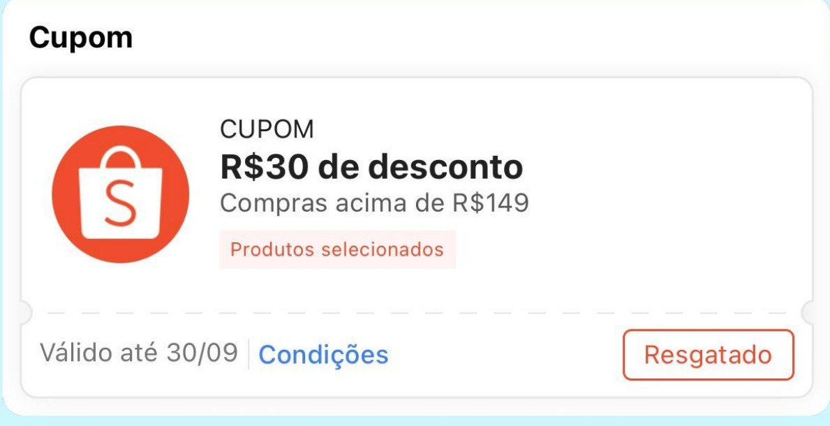 🔥 Novo Cupom Shopee em selecionados
🏷️ R$ 30 OFF em compra